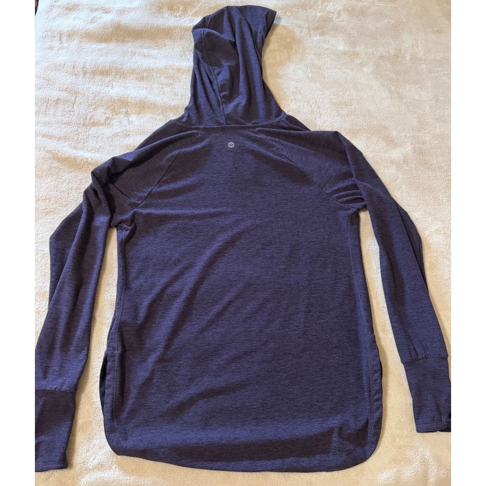 🍁Serene Tangerine Purple Heathered Long Sleeve Hoodie Thumbhole High-Low Hem Sm - Picture 4 of 10